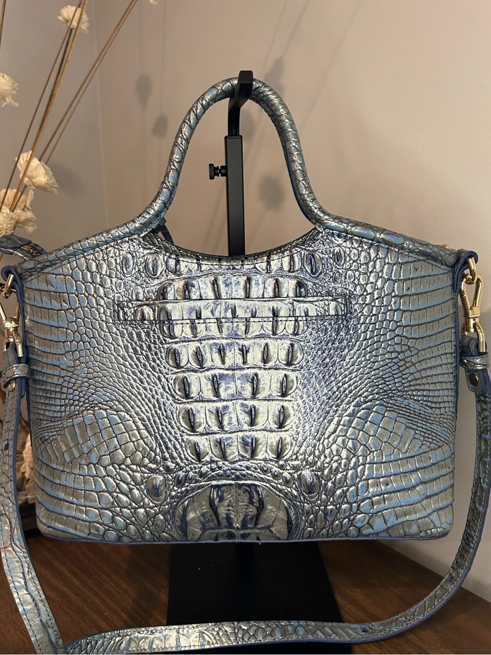 Brahmin Elaine Serenity Blue Ombre Melbourne Satchel Crossbody Retired - Picture 4 of 13